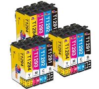 Clorisun Cartouche T1295 Multipack Compatible pour Epson T1291 T1292 T1293 T1294 Encre pour Epson Stylus SX525WD SX535WD SX425W SX230W SX235W Stylus Office BX635FWD BX305FW Workforce WF-3520, 12pack