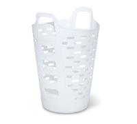 Clorox Panier à linge flexible - Grand panier à linge en plastique pour vêtements, chambre à coucher et rangement - Poubelle ronde portable avec poignées de transport, 2 bushel, blanc