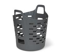 Clorox Panier à linge flexible - Panier en plastique pour vêtements, chambre à coucher et rangement - Poubelle ronde portable avec poignées de transport, 1 bushel, gris