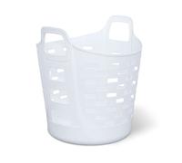 Clorox Panier à linge flexible - Panier en plastique pour vêtements, chambre à coucher et rangement - Poubelle ronde portable avec poignées de transport, 1 bushel, blanc
