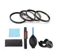 Close-up +1/+2/+4/+10 49/52/55/58/62/67/72/77mm Sac de rangement pour filtre d'objectif Capuchon d'objectif Kit de brosse soufflante, 52mm