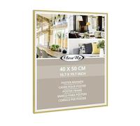 Close Up Cadre photo élégant avec verre en plastique et panneau arrière en MDF, 40 x 50 cm, doré, pour affiches, photos et impressions d'art, montage mural portrait et paysage, cadre décoratif élégant