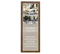 Close Up Cadre pour affiche, 33 x 95 cm, Chêne foncé, Bois MDF, Cadre pour affiches longues, plaque PVC (incassable), largeur de profil 30 mm