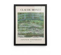 Close Up Claude Monet Impression d'art Japanese Footbridge Impressionnisme sur toile ou papier Différentes tailles 60 cm x 80 cm Cadre Noir