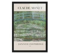 Close Up Claude Monet Impression d'art Japanese Footbridge Impressionnisme sur toile ou papier Différentes tailles 80 cm x 120 cm Cadre Noir