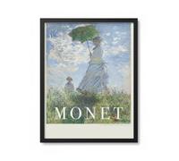 Close Up Claude Monet Woman With Parasol Impression sur toile ou papier Impressionnisme Sans Cadre ou Encadré Différentes Dimensions 80 x 120 cm Cadre Noir