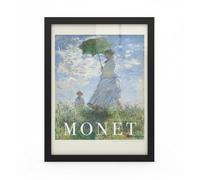 Close Up Claude Monet Woman With Parasol Impression sur toile ou papier Impressionnisme Sans Cadre ou Encadré Différentes Dimensions 20 x 30 cm Cadre Noir