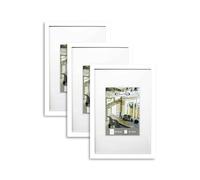 Close Up Lot de 3 cadres photo - 20 x 30 cm - MDF - Blanc mat avec passe-partout - Verre acrylique incassable - Paroi arrière stable - Cadre photo de qualité supérieure