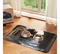 Close up of Magic Watergate Tapis d'alimentation pour chien et chat - En cuir absorbant - Imperméable - Pas de taches - Séchage rapide - Antidérapant - 60 x 40 cm