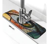 Close-Up of The Eyes Tapis de robinet anti-éclaboussures pour robinet de cuisine, poignée de robinet anti-goutte, plateau de séchage pour salle de bain (38,1 x 14 cm)