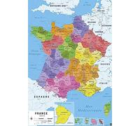 Close Up Poster Carte de France 2017 [en français] (61cm x 91,5cm) + 1 Powerstrips®, tesa adhésifs Double face-20pcs