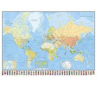 Close Up Poster de la Carte du Monde Grand Format: 140x100 cm (140cm x 100cm) + Un Poster Bora Bora en Cadeau!