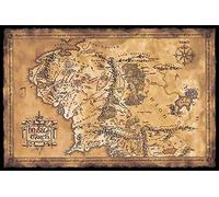 Close Up Poster Le Seigneur des Anneaux Carte de la Terre du Milieu (Dark) (91,5cm x 61cm) + 1 Powerstrips®, tesa adhésifs Double face-20pcs