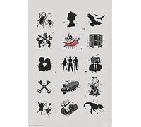 Close Up Poster Legendary Rock Bands [Queen, LED Zeppelin, Kiss etc.] (61cm x 91,5cm) + 2 tringles Transparentes avec Suspension