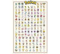 Close Up Poster Pokémon Personnages (#001-151) Kanto, coloré, décoration murale