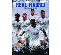 Close Up Poster Real Madrid - Équipe Saison 2019/20 (61cm x 91,5cm) + 2 tringles Transparentes avec Suspension