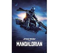 Close Up Poster The Mandalorian - Mando Speeder Bike II (61cm x 91,5cm) + 2 tringles Noires avec Suspension