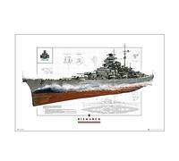 Close Up Poster World of Warships - Cuirassé Bismarck (91,5cm x 61cm) + Un Poster Surprise en Cadeau!