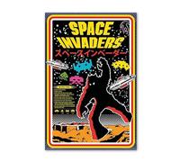 Close Up Space Invaders Poster rétro Arcade Art 61 × 91,5 cm - Pixels Aliens, écriture japonaise & 80s Vibes pour salles de jeu