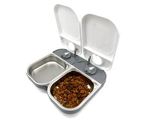 Closer Pets C200 Mangeoire Automatique 2 Repas pour Chats et Petits Chiens avec Inserts en Acier Inoxydable et Poche de Glace