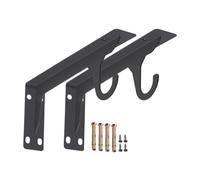 Closet Brackets For Rod, 38.5cm Black Metal Frame, Wardrobe Shelf Bracket, Pole Holder For Shelf, Replacement Shelfs Rod Brackets Closet Cabinet Bedroom Bathroom Garage Living Room