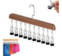Closet Organizer with 10 Clips, Space Saving Hanging Closet Organizer with Non Slip Clip, 360° Rotating Multiple Functional Pants Hanger, for Clothes, Dorm Storage, Wardrobe(Brown,1 Piece)
