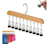 Closet Organizer with 10 Clips, Space Saving Hanging Closet Organizer with Non Slip Clip, 360° Rotating Multiple Functional Pants Hanger, for Clothes, Dorm Storage, Wardrobe(Beige,1 Piece)