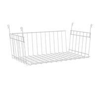 ClosetMaid Panier d'étagère à suspendre en fil métallique pour rangement, organisation dans un placard ou un garde-manger, pas de montage ou d'installation, durable, 27 cm P x 47 cm l x 20 cm H, blanc