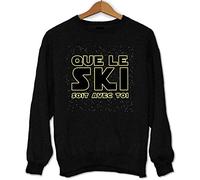Closset Sweat Que Le Ski Soit avec toi | Pull Humour Fun drôle Collection Sport Sciences Fiction référence à la Guerre des étoiles XL