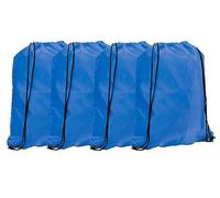 Clossy London Sac à dos en polyester imperméable à l'eau avec cordon de serrage, sac fourre-tout pliable pour gym, sport, plage, vacances, école, PE sac à dos, Lot de 4 Bleu roi, taille unique