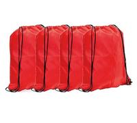 Clossy London Sac à dos en polyester imperméable à l'eau avec cordon de serrage, sac fourre-tout pliable pour gym, sport, plage, vacances, école, PE sac à dos, Lot de 4 - Rouge, taille unique