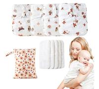 Cloth Baby Diapers, Reusable Adjustable Cloth Diapers, 35x25x3cm, 4X Absorbent Liners with 4 Inserts 1 Wet Bag, Waterproof Cover for Toddler Boys, Girls, Washable Nappies