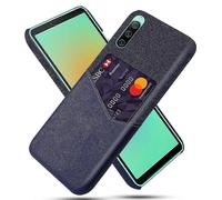 Cloth Texture Card Slot Phone Case for Sony Xperia 10 IV,PU Leather Coated Hard PC Back Cover Style D Sony Xperia 10 IV 5G Blue