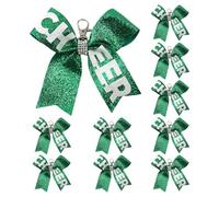 CLOTHBAG Lot de 10 porte-clés en forme de nœud avec strass pour adolescentes, filles et pom-pom girls, 12*12CM, Fibre de polyester + alliage, Pas de gemme