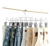 Clothes Hanger Rack - Stainless Steel Clip Organizer, Non Slip Space Saver | Laundry Clip Hanger - Stainless Steel Hanging Rack, Heavy Duty Compact Design Non Slip Garment Organizer, Space Saving Drying