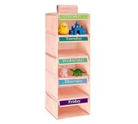 Clothes Organizer for Kids, Five-Tiered Clothing Organization and Storage, Hangable Wardrobe Divider, Closet System with Foldable Compartments, Space Saver for Children's Room School Dorm Home Door