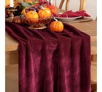 Clothfuna Chemin de table de Noël rouge - Longue nappe de Noël en velours pour fête de mariage - 74 x 305 cm