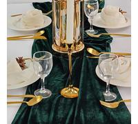 Clothfuna Chemin de table de Noël vert foncé, longue nappe de Noël en velours pour fête de mariage, table à manger, 74 x 305 cm