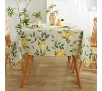 Clothfuna Nappe rectangulaire printanière, motif citron, pour extérieur, imperméable, résistante à l'huile, facile à nettoyer, pour table à manger, table basse, 99 x 99 cm