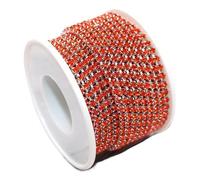 Clothing Accessories 10Yards/Roll Glass Crystal Rhinestones Sliver Base Cup Chain Decorations DIY Garment/Bags/Wedding Dress(Orange,COLOR 01_SS6)
