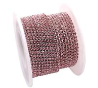 Clothing Accessories 10Yards/Roll Glass Crystal Rhinestones Sliver Base Cup Chain Decorations DIY Garment/Bags/Wedding Dress(Pink,COLOR 01_SS4)