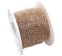 Clothing Accessories 10Yards/Roll Glass Crystal Rhinestones Sliver Base Cup Chain Decorations DIY Garment/Bags/Wedding Dress(Champagne,COLOR 01_SS8)