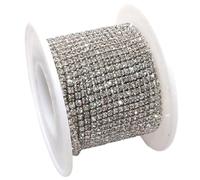 Clothing Accessories 10Yards/Roll Glass Crystal Rhinestones Sliver Base Cup Chain Decorations DIY Garment/Bags/Wedding Dress(Color 16,COLOR 01_SS6)