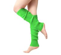 Clothirily Jambières - Jambières en tricot fluo tendance pour femme des années 80, accessoires de yoga, couleur vive, vert fluorescent, taille unique