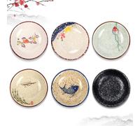 clothmile Lot de 6 bols à sauce japonais rétro en céramique de 10,2 cm, plats d'accompagnement chinois asiatiques pour sushis, sauces, collations pour préparation de cuisine
