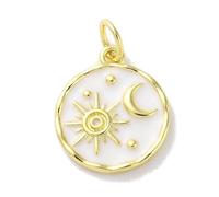 Clotiry Lot de 10 pendentifs célestes ronds plats en laiton émaillé soleil et lune pour la fabrication de bijoux, bracelets, colliers