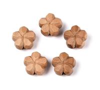 Clotiry Lot de 10 perles en bois naturel en forme de fleur de cerisier de Burlywood pour la fabrication de bijoux, bracelets, colliers