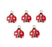 Clotiry Lot de 100 petits pendentifs plats en forme de coccinelle en métal émaillé pour fabrication de bijoux et boucles d'oreilles
