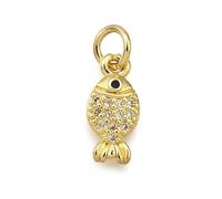 Clotiry Lot de 20 pendentifs en forme d'animal de l'océan en laiton et oxyde de zirconium doré pour la fabrication de bijoux, colliers et travaux manuels