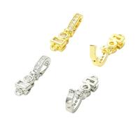 Clotiry Lot de 4 fermoirs pliables en laiton avec oxyde de zirconium - 2 couleurs - Pour la fabrication de bijoux, bracelets, travaux manuels